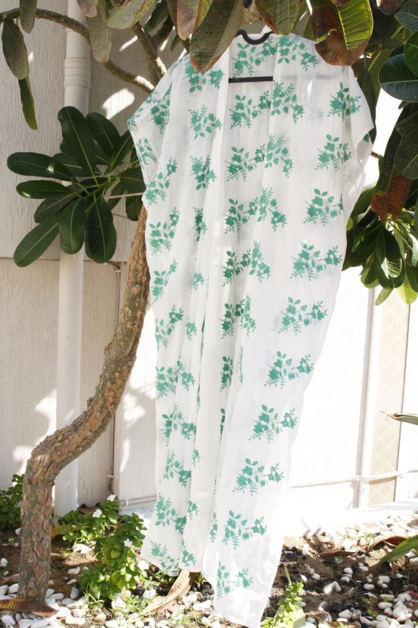 Cardigan Green with flowers